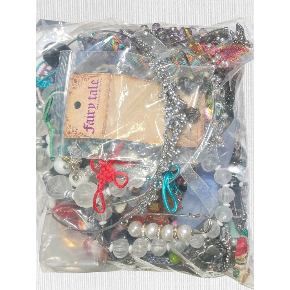 Vintage - Now Repurpose Jewelry Lot Beads Rhinestone Harvest Junk Drawer Box 3lb
